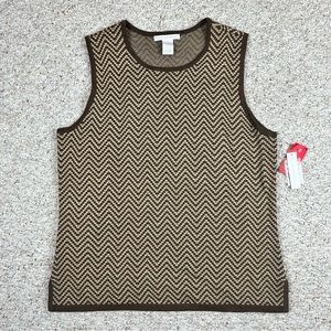 Sarah Spencer NEW Vintage Womens Wool Blend Chevron Print Vest Size XL NWT